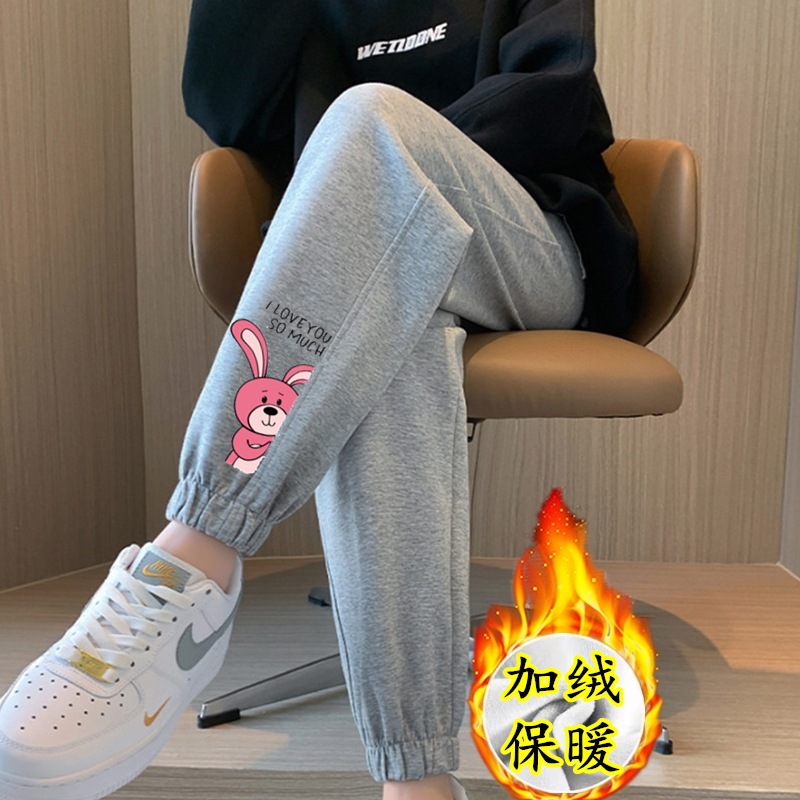 핑크 토끼 레깅스와 벨벳 팬츠