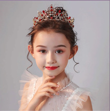 兒童皇冠頭飾公主表演盤發頭飾鋼琴演出女童生日禮服水晶發箍韓式