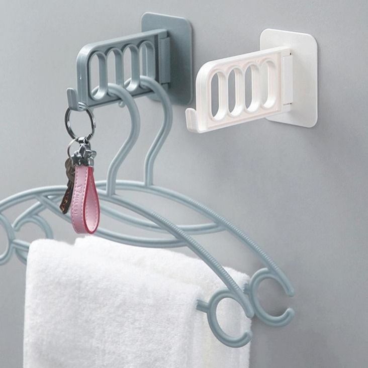 Wall multi-functional folding sticky hook seamless sticker plastic hanger hook wall-mounted clothes storage rack