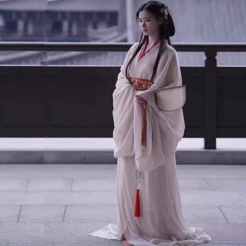 战国袍汉服女成人古装春夏款古风魏晋南北朝直裾套装女款高个子|undefined