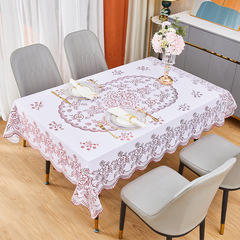 Factory Direct Sale European Style Tablecloth Waterproof Oilproof Heatproof PVC Tablecloth Gold-Leaf Home Use Rectangular Tablecloth Wash-Free
