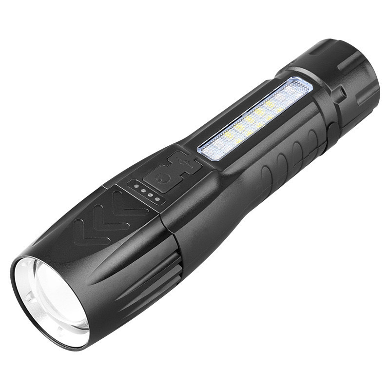 新しいクロスボーダー LED 懐中電灯、長持ち、強力な光、充電式、屋外、家庭用、ズーム長距離懐中電灯|undefined