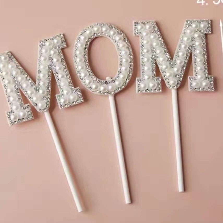 Plata perla mamá pastel decoración Tarjeta de inserción Día DE LA MADRE pastel de cumpleaños plug-in hornear plug-in nuevo