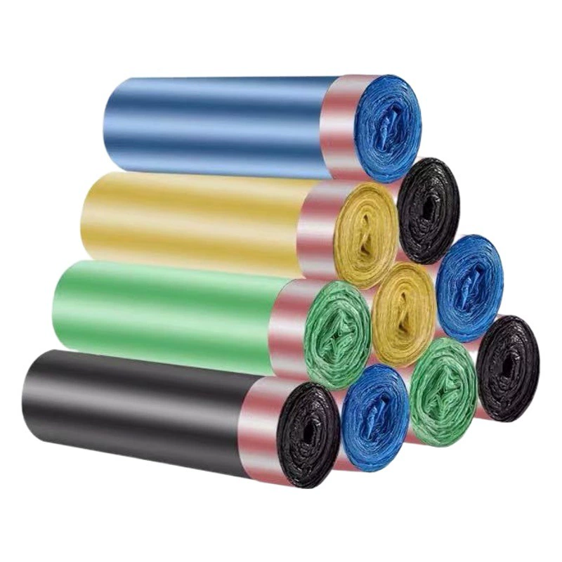 Мешок для мусора бытовой увеличенный толстый шнурок портативный черный цвет одноразовый полиэтиленовый пакет производители оптом