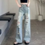 蕾丝薄款宽松夏季牛仔裤