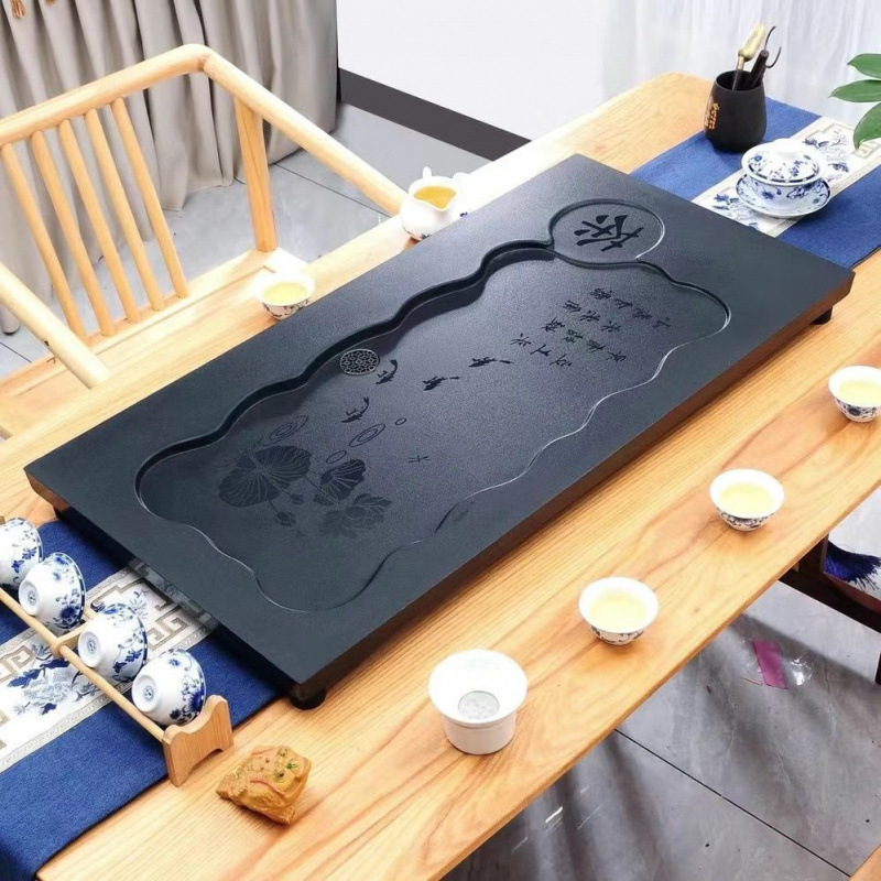 Nuevo tipo de mesa de té sintética de piedra de oro integral imitación de piedra doméstica oficina moderna simple drenaje directo