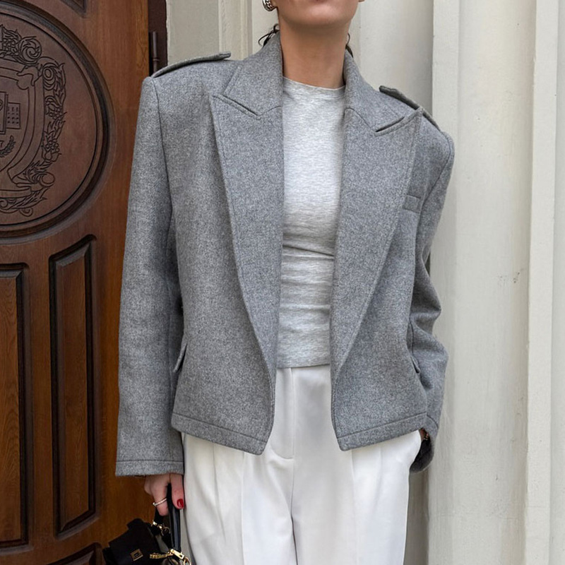 秋冬新款高级感保暖毛呢小西装外套女设计感气质时尚2025跨境通勤|undefined