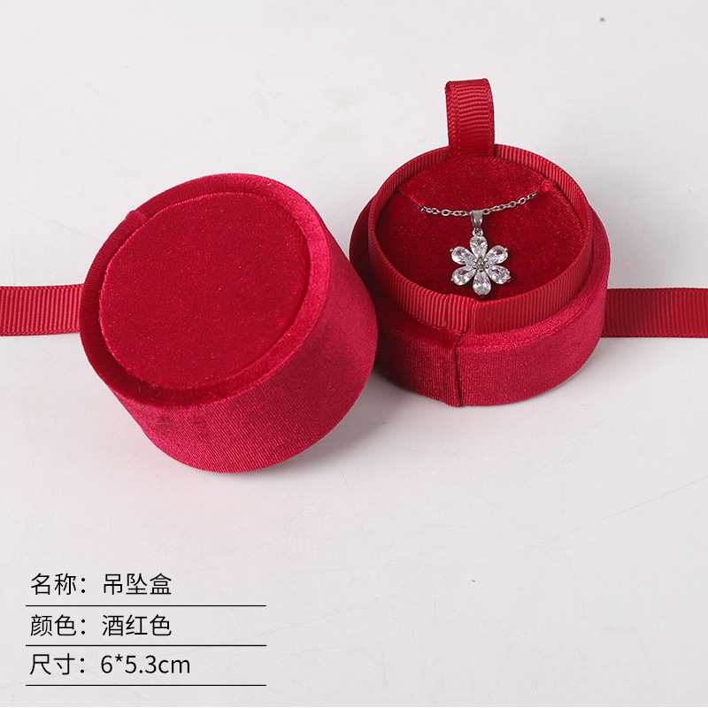 Caja de embalaje de joyas de anillo de terciopelo en forma de corazón redondo caja de joyas de terciopelo coreano caja de joyas de terciopelo Tiandi cubierta caja de joyas de cinta image 24
