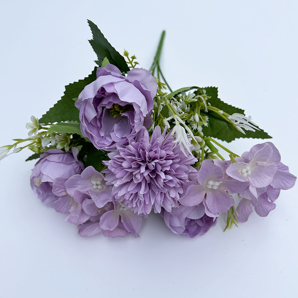 Simulation Rose Nordic Peony Combination Flower Hydrangea Small Handle Bouquet Wedding Road Flower Decoration_voghion.com