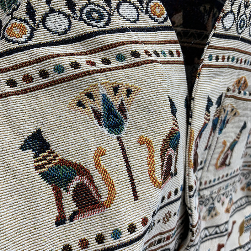 Nuevo cross-border jacquard de doble cara pesado estilo nacional retro V-collar chaleco casual japonés para hombres y mujeres chaqueta pequeña de marea