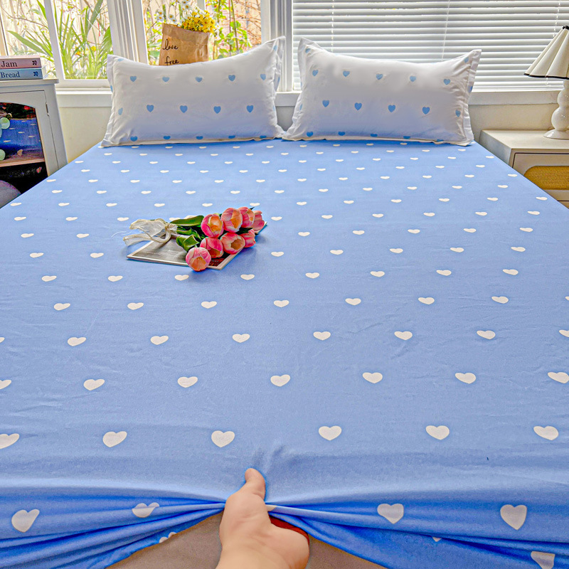 新スタイルのボックスシーツ、小さなフレッシュプリント、シングルピース、シングル/ダブルベッドカバー、防塵保護ベッドカバー、ナチュラルカラーのボックスシーツ