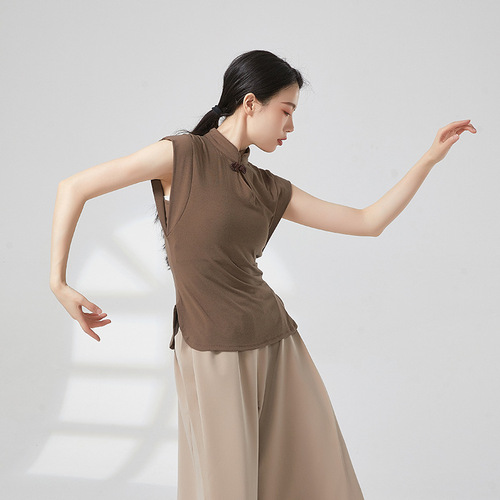 Modern dance button-down sleeveless top, classical dance vest, design sense and art test, slimming practice dance clothes