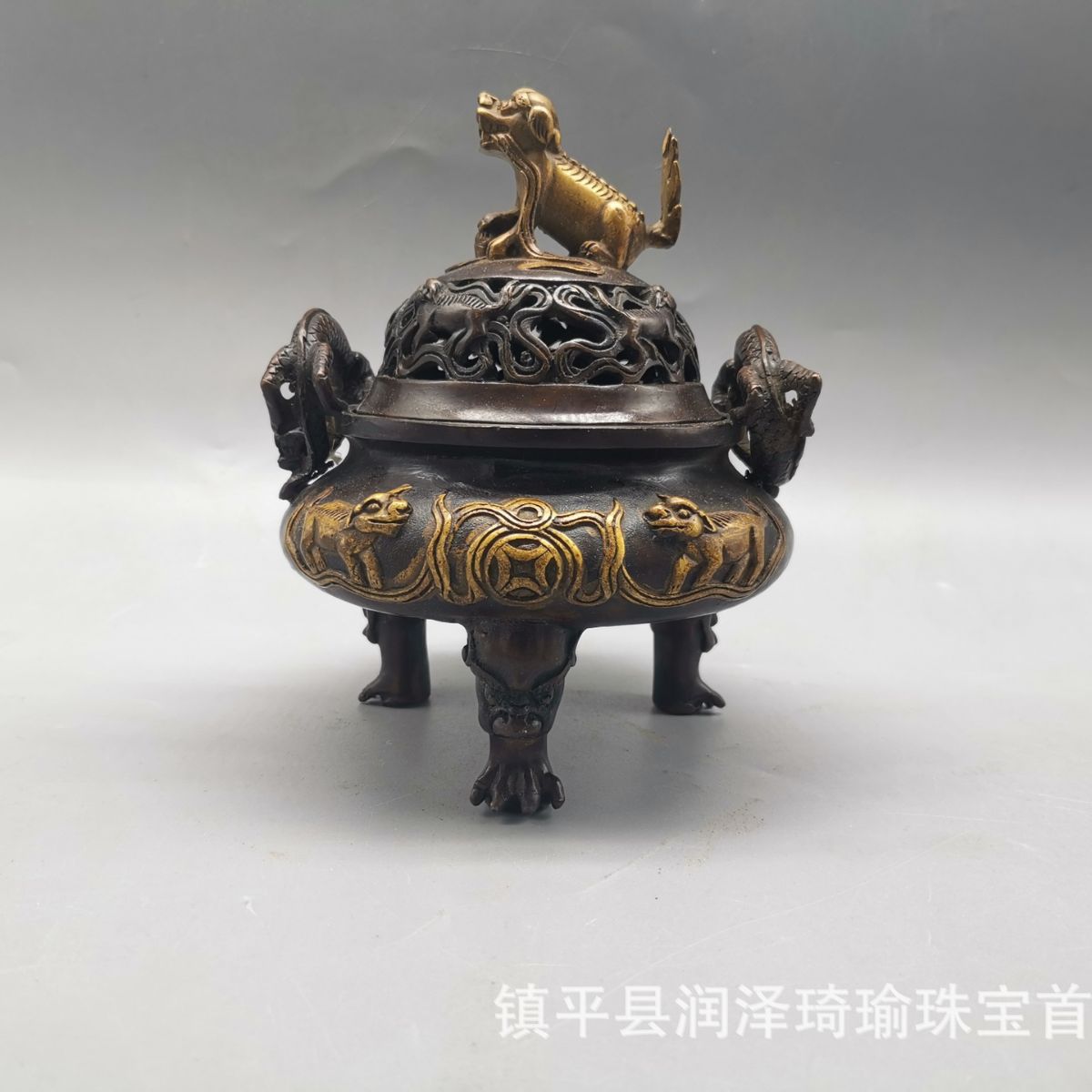 纯铜天狗香炉仿古铜器宣德香薰炉朝冠炉家居茶道装饰工艺礼品摆件