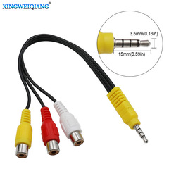3.5mm to 3-Port AV Adapter Cable to RCA Red, White, and Yellow Video Cable; Skyworth/TCL Lotus Female Audio Adapter Cable