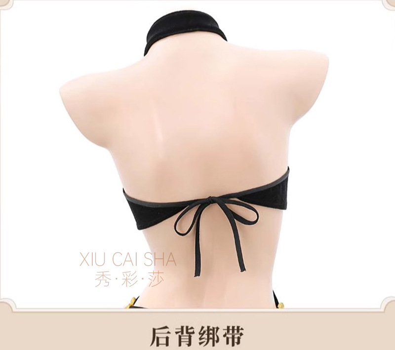 Chinese-Style Halterneck Cheongsam Lingerie Set with Backless Embroidery and Thong — detail image 20