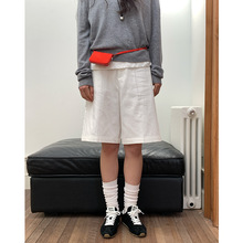 EVERTRUE 2025春季新款韩版高腰阔腿西装短裤天丝女装配腰带38169