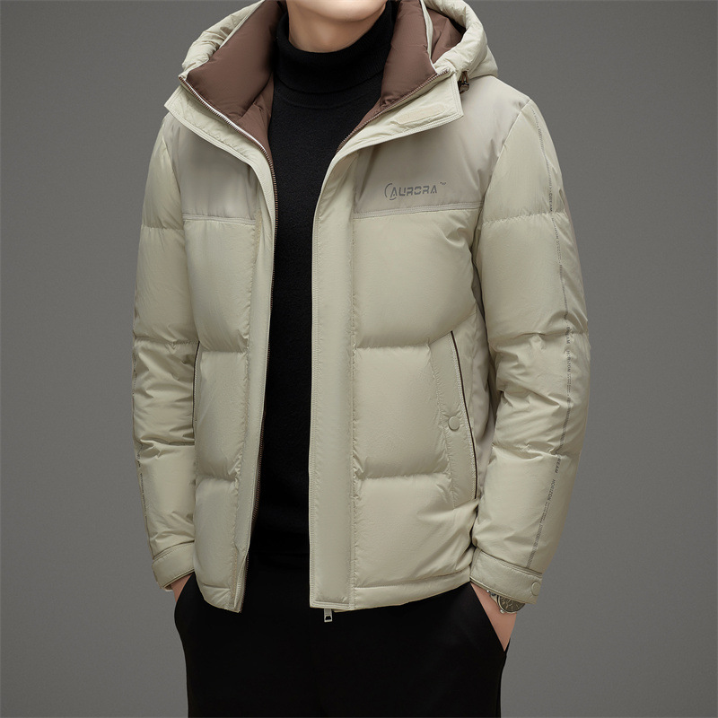 Fashionable casual keep warm short down jacket with hood
