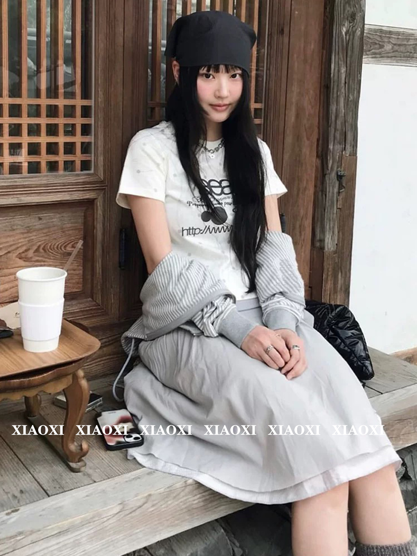 2025夏の新型韓国デザイナーのレトロae * e波点半袖tシャツの女性の丸襟が痩せて見える短い上着