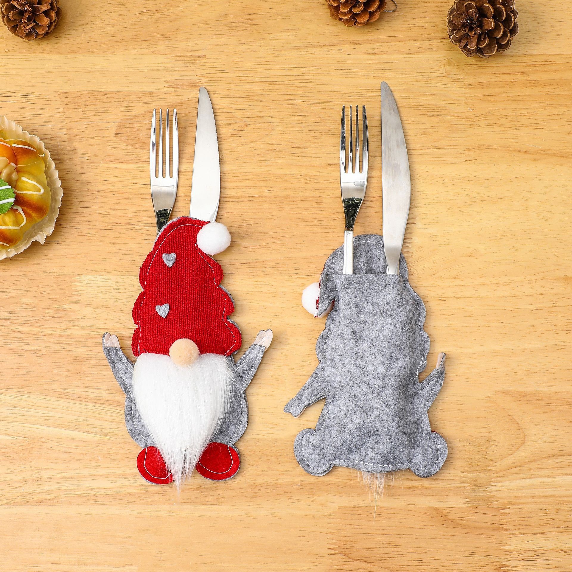 Sin rostro viejo cuchillo y tenedor bolsa transfronteriza nuevo conjunto de vajilla Rudolf Suministros de decoración navideña conjunto de cuchillo y tenedor ENANO