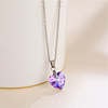 Marine crystal stainless steel, pendant heart-shaped, universal fashionable necklace, does not fade