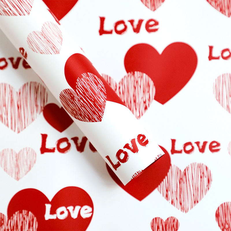 Flor Xi plumage papel amor en el corazón flor embalaje impermeable engrosado papel de flor DiDi florista material de arte floral