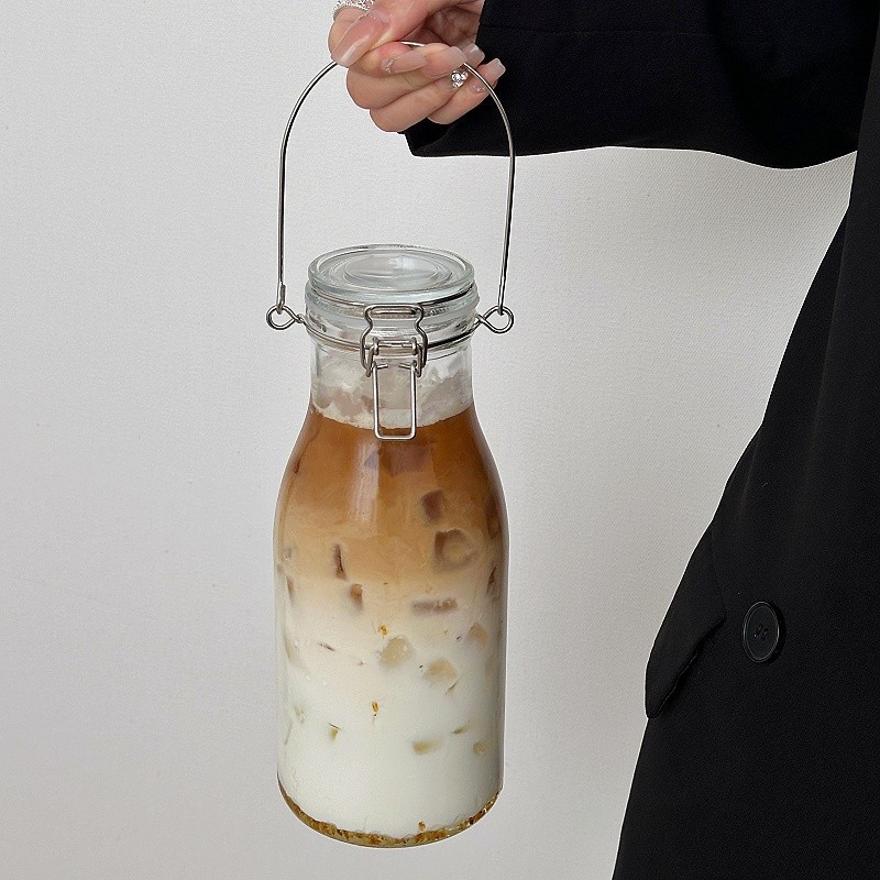 Taza de vidrio portátil portátil con tapa, taza de agua, taza de té casera, taza de café, taza de té de frutas