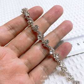 厂家现货S型水钻爪链烧焊链条钻链 diy服饰婚纱装饰配件外贸辅料