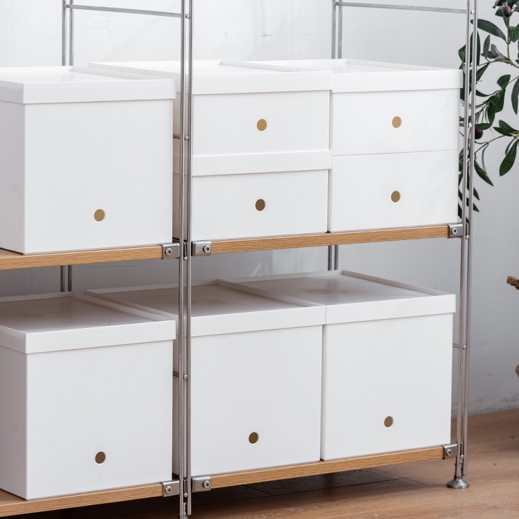 带盖收纳筐方形直角收纳箱衣服玩具书本整理箱桌面塑料厨房橱柜子