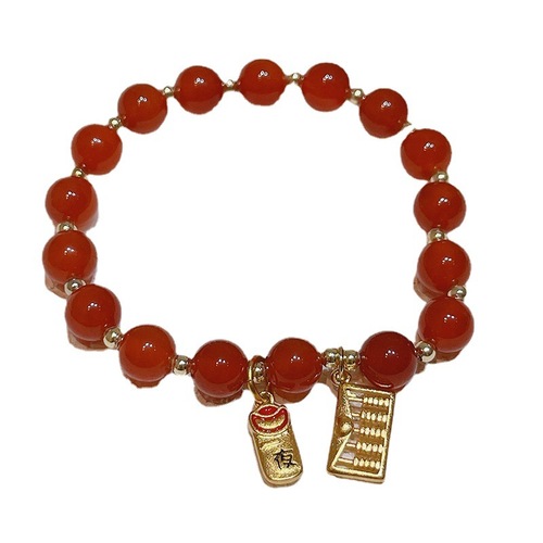 New cute tiger zodiac bracelet female ACTS the role of natural red agate beads series of student girlfriends hand ring gift