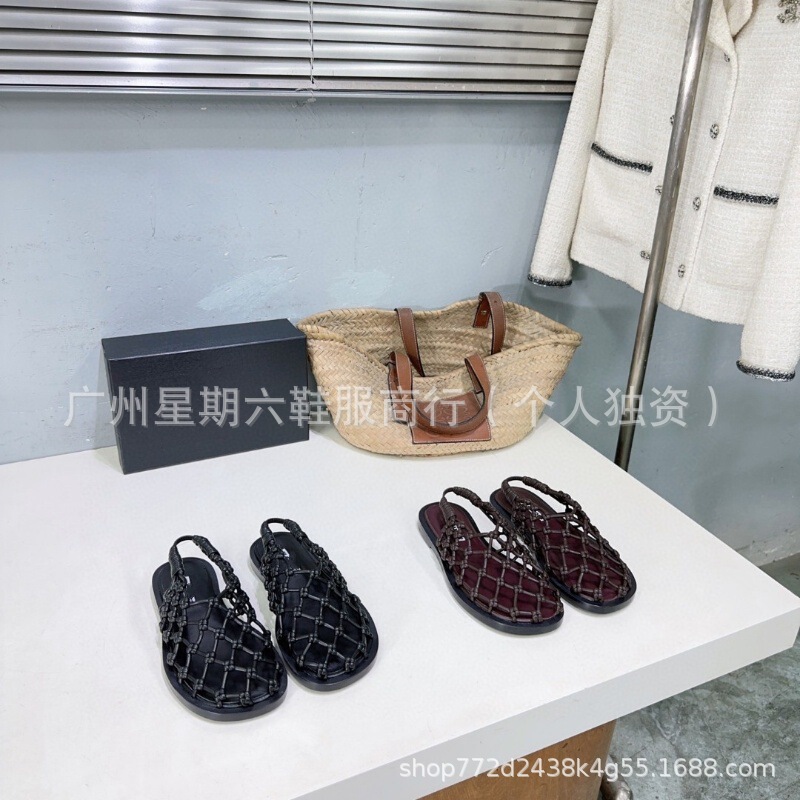 Full Genuine Leather Knotted Woven Hollow Flat Roman Sandals for Women 2025 New Summer Versatile Trendy Sandals