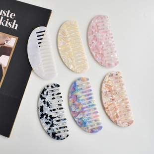 Amazon Cross-border Hot Acetic Acid Plate Comb European and American Popular Hair Comb Anti-static Marble Pattern Color Hair Comb