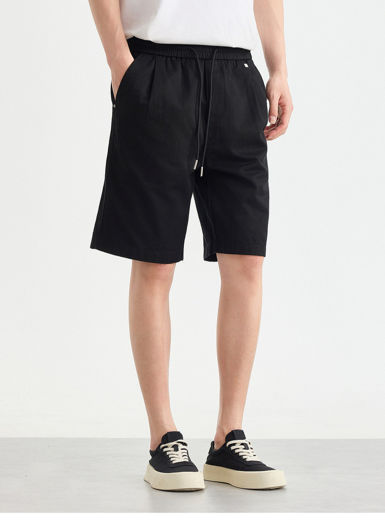 Quần short nam ống đứng dáng thẳng chất liệu cotton pha Lycra phong cách công sở — đen chi tiết 26
