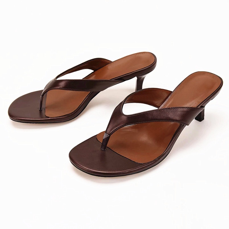 Chanclas de Tacón Alto de PU y Caucho, Tacón Fino, para Verano
