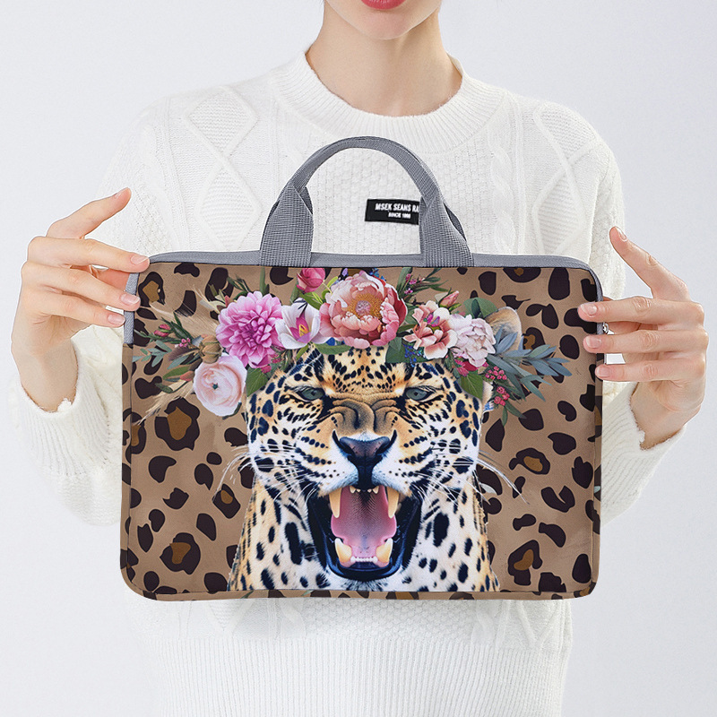 Cross-border simple flower leopard tiger print laptop bag 13 inch -14 inch -15 inch ipad laptop bag
