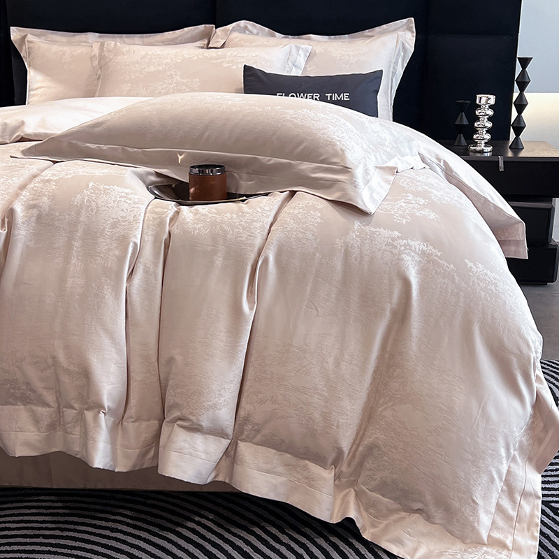 Completo copripiumino in cotone jacquard set letto quattro pezzi_voghion.com