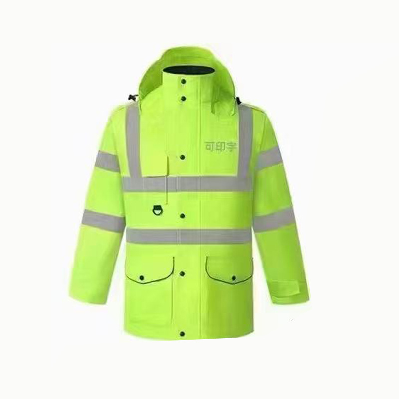 Fluorescence retroreflective demi-season warm waterproof raincoat