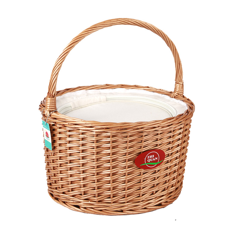 Cesta de picnic de Sauce de Venta caliente de comercio exterior con tapa Correa portátil multi-especificación cesta tejida a mano cesta de verduras gran cantidad en stock