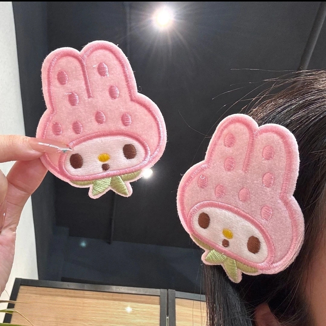 Cute Strawberry Melody Magic Tape Cartoon Girl Side Fringe Seamless Bangs Sticker Simple Versatile Hair Accessory