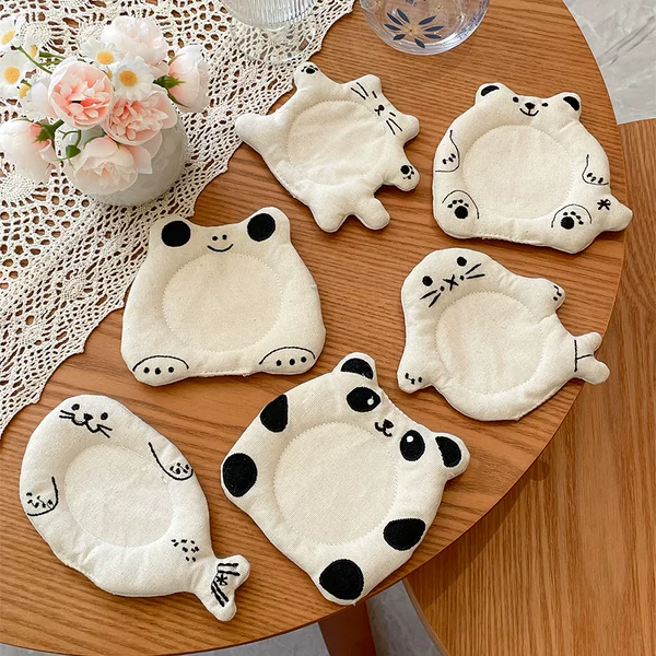 Original Cute Little Animal Coasters, Fabric Mats, Heat Insulation Mats, Anti-Scalding Mats, Stain-Resistant Tea Cup Mats, Small Gifts Wholesale