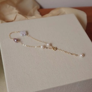 Simple 2024 Spring and Summer Natural Freshwater Pearl Four-leaf Clover Bracelet Women's Light Luxury Niche Design Delicate and Fine