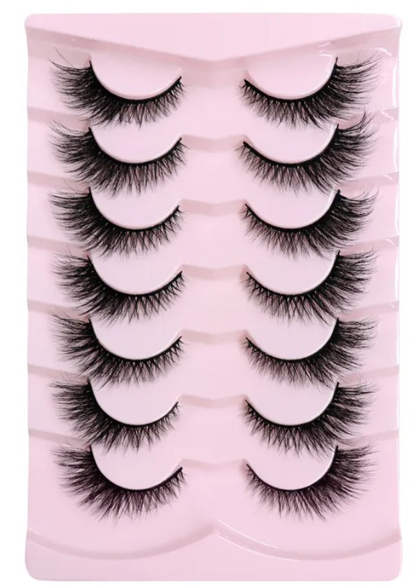 Europeo y americano transfronterizo 7 pares de fibra química split frito pestañas falsas curling gruesas pestañas naturales artificiales al por mayor