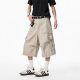 American Style Multi-Pocket Tooling Denim Capri Pants Men's Summer New High Street Trendy Brand Sports Loose All-match Wide-leg Pants