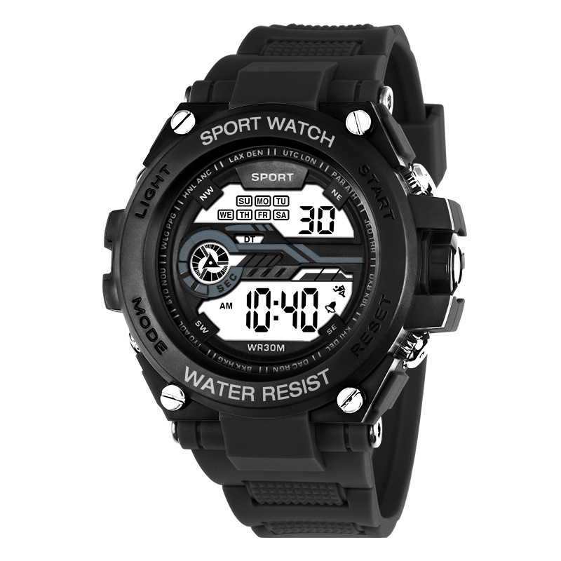 Nuevo reloj deportivo de Montañismo al aire libre de los hombres de moda estudiante multifunción alarma luminosa sincronización reloj electrónico