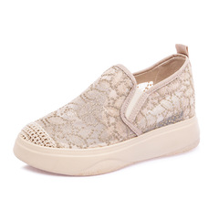 Women's Fisherman Shoes with Invisible Heel Lift, Thick Sole Loafers, Small Sizes 31, 32, 33, One-Piece Slip-On, Mesh Upper