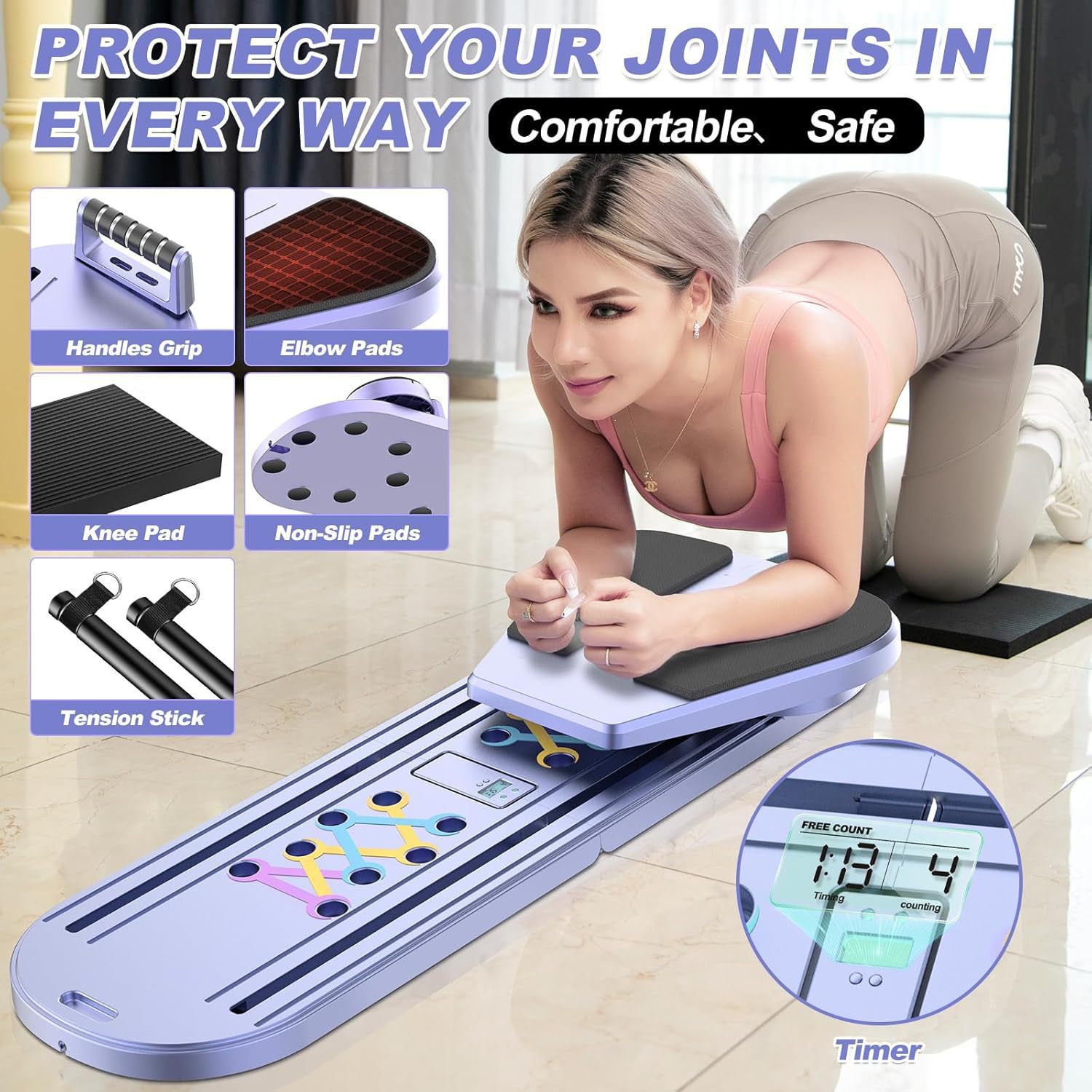 Transfronterizo multifuncional abdominal Pilates yoga conjunto de forma de cuerpo 7 en 1 estiramiento plegable placa de flexiones para el hogar image 4