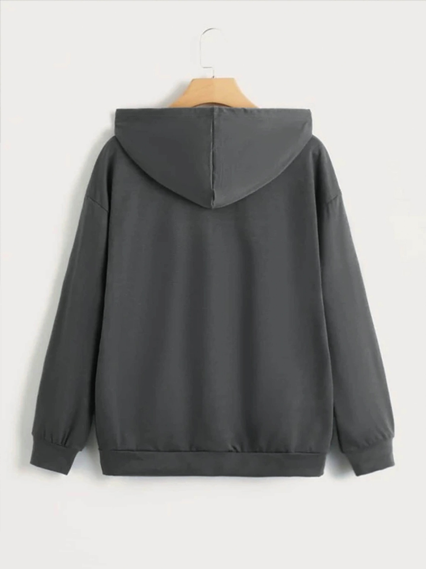 Front Print Long Sleeve Zipper Sweatshirt Autumn Winter Casual Top Drawstring Fashion Hoodie_voghion.com