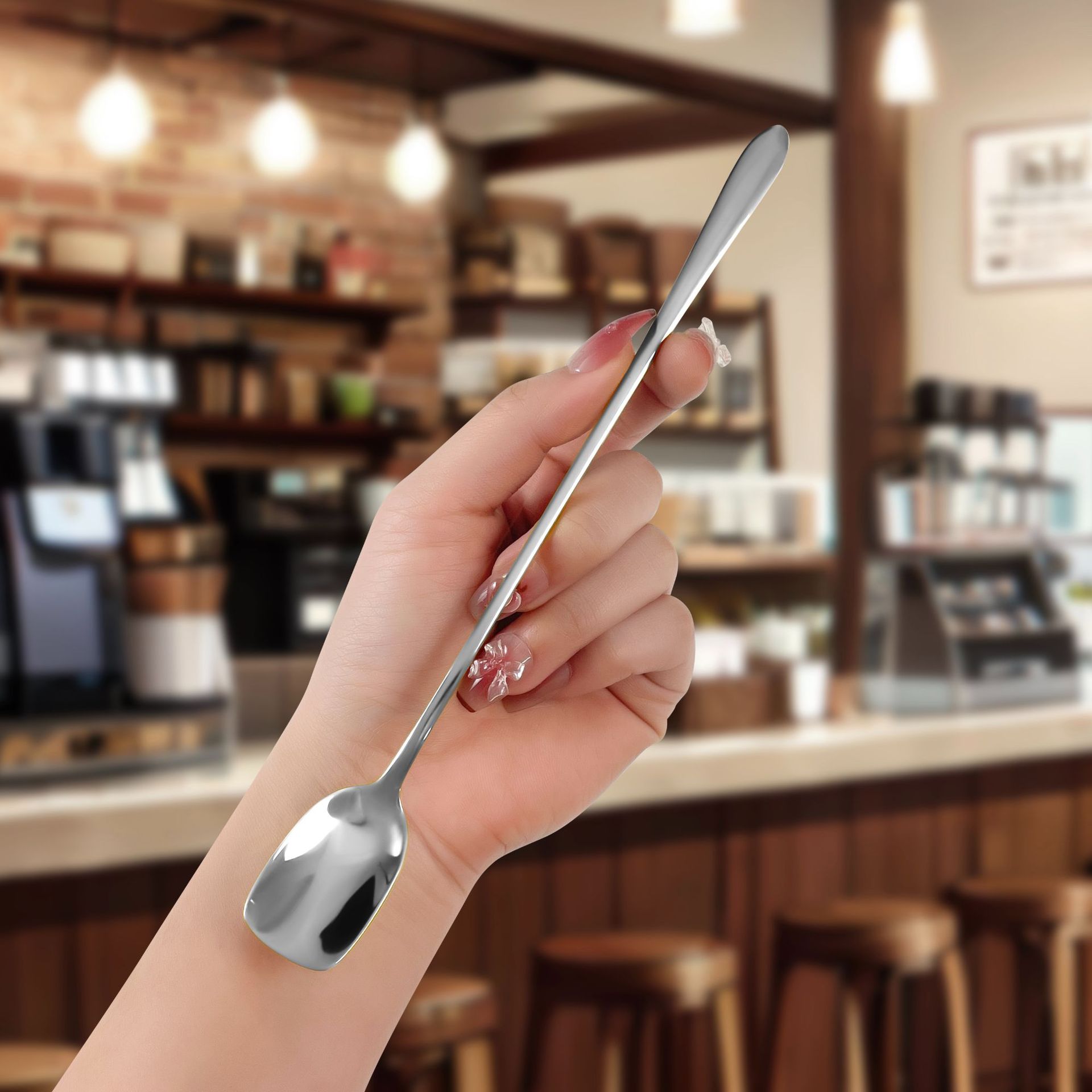 304不鏽鋼勺子馬克杯長柄攪拌勺家用高顏值咖啡勺酒吧調酒冰勺