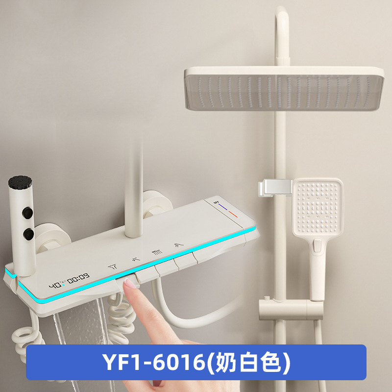 Ducha de baño doméstico conjunto de teclas de piano mixtas de pulverización presurizada de cobre caliente y frío agua superior pulverización hotel idéntico