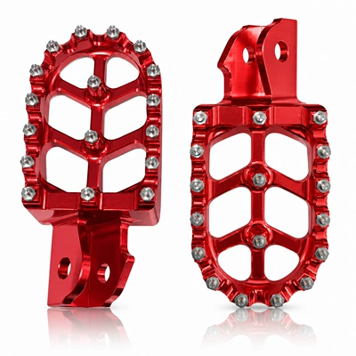 Suitable for off-road motorcycle modification, SURRON aluminum alloy footrests with studs, CNC-machined, exclusively for cross-border sales (Motosiklet ləvazimatları və aksesuarları) - red
