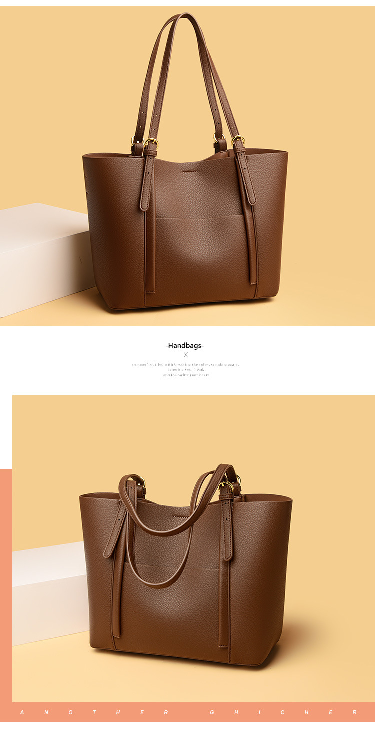 Women's Medium Pu Leather Solid Color Basic Classic Style Square Magnetic Buckle Bag Sets display picture 1